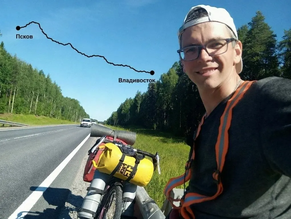 Дмитрий Жуков из Пскова начал велопоход 1 мая 2026 года. На 48-й день он добрался до посёлка Хилок в Забайкальском крае и делится впечатлениями в соцсетях.