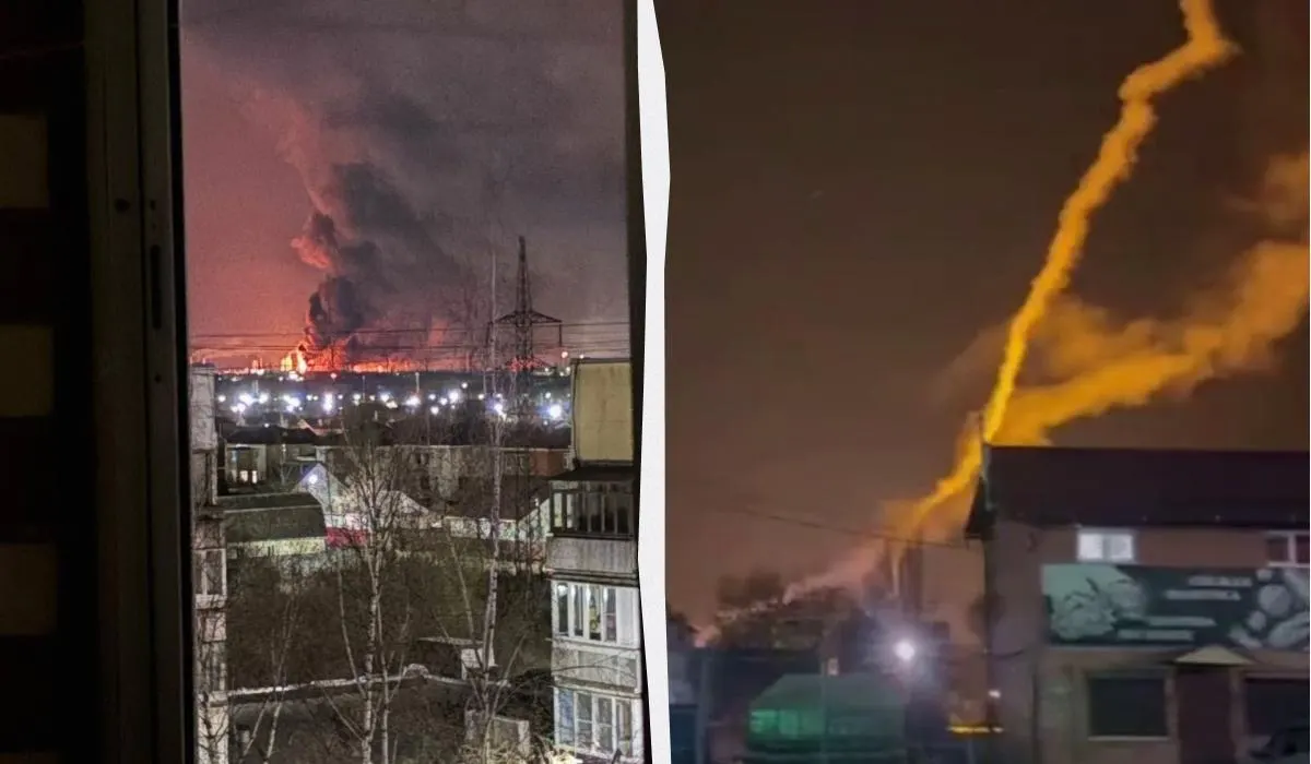 По свидетельствам пользователей в сети, беспилотники поразили один из крупнейших НПЗ в Ярославле: на территории завода возник крупный пожар. Также сообщается о повреждении трубопровода с серной кислотой на производстве «Апатит» — есть пострадавшие.
