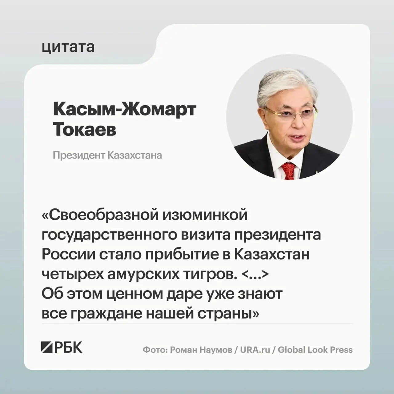 Казахстан обратился к России с просьбой помочь восстановить популяцию амурского тигра, и Москва отозвалась — семейство тигров было передано в Казахстан; президентам показали презентацию о животных.