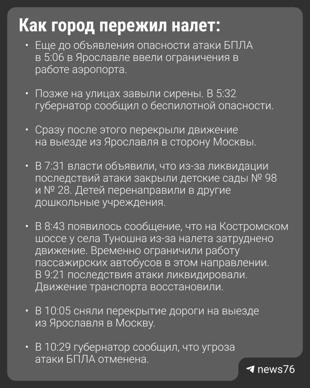 Утром над регионом развернулась атака беспилотников: 67 БПЛА пронесли над территорией. Обломки попали в автобус; погиб один человек, 27 пострадали.